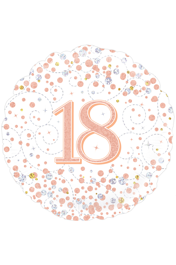 Foil balloon 18 years white rose gold holographic 18 inch per 1
