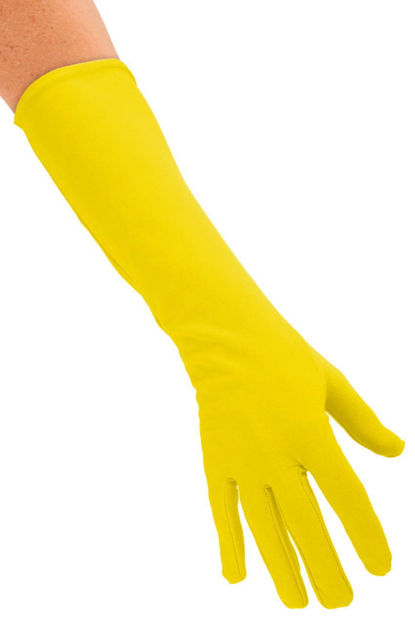 Elbow length yellow stretch nylon gloves deluxe