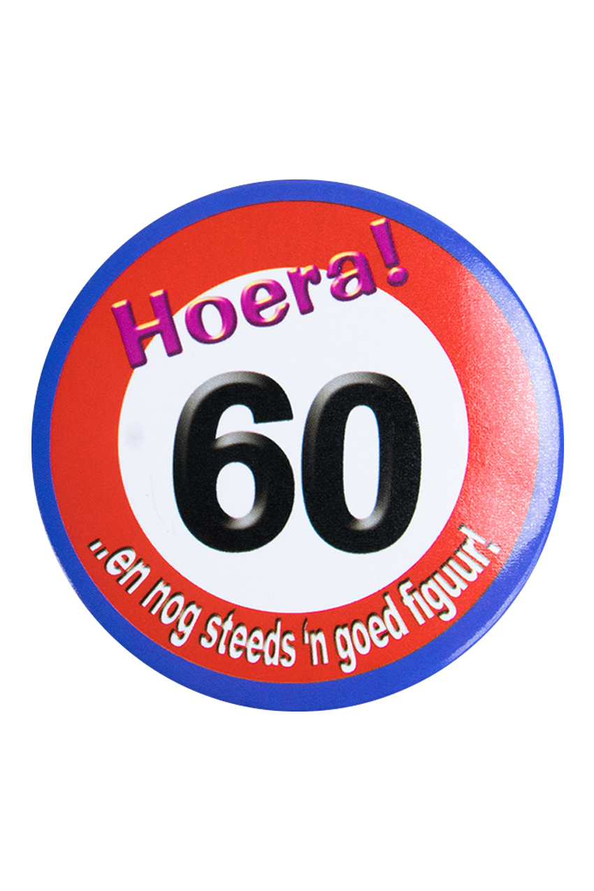 Button hoera 60 verkeersbord