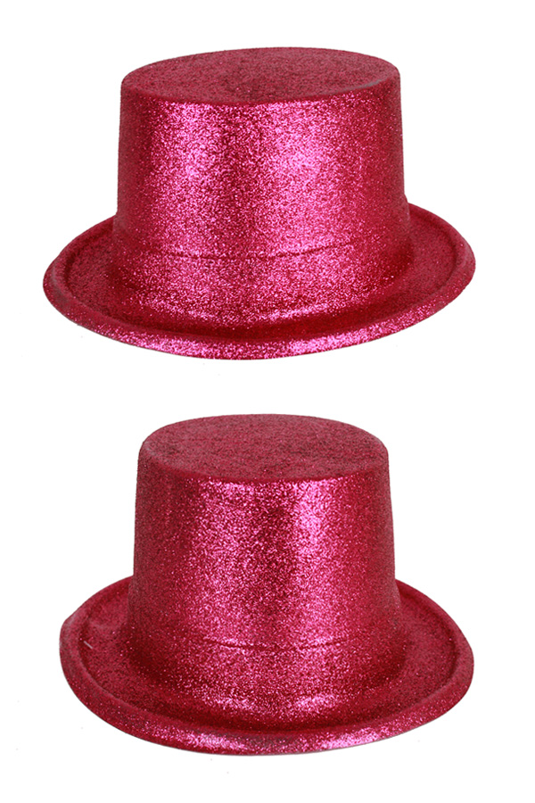 Top hat plastic glitter pink