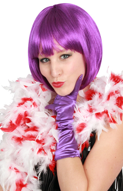 Feather boa white/red 180 cm. 75 gr.