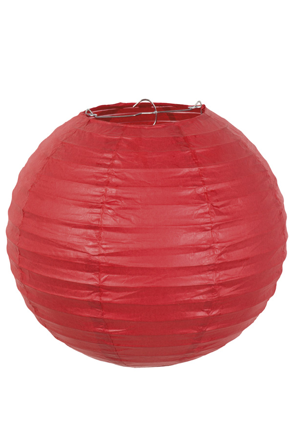 Red paper lantern with wire steel frame 25cm