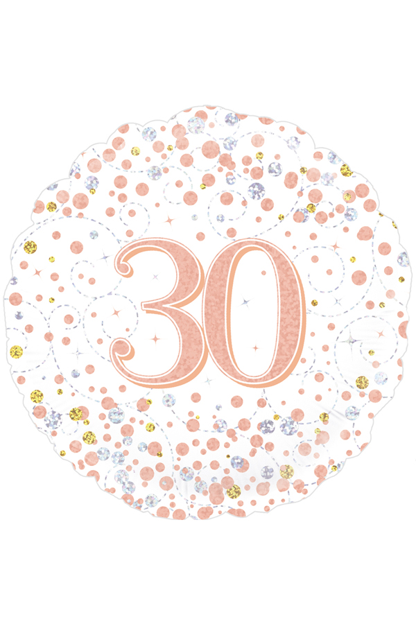 Foil balloon 30 years white rose gold holographic 18 inch per 1
