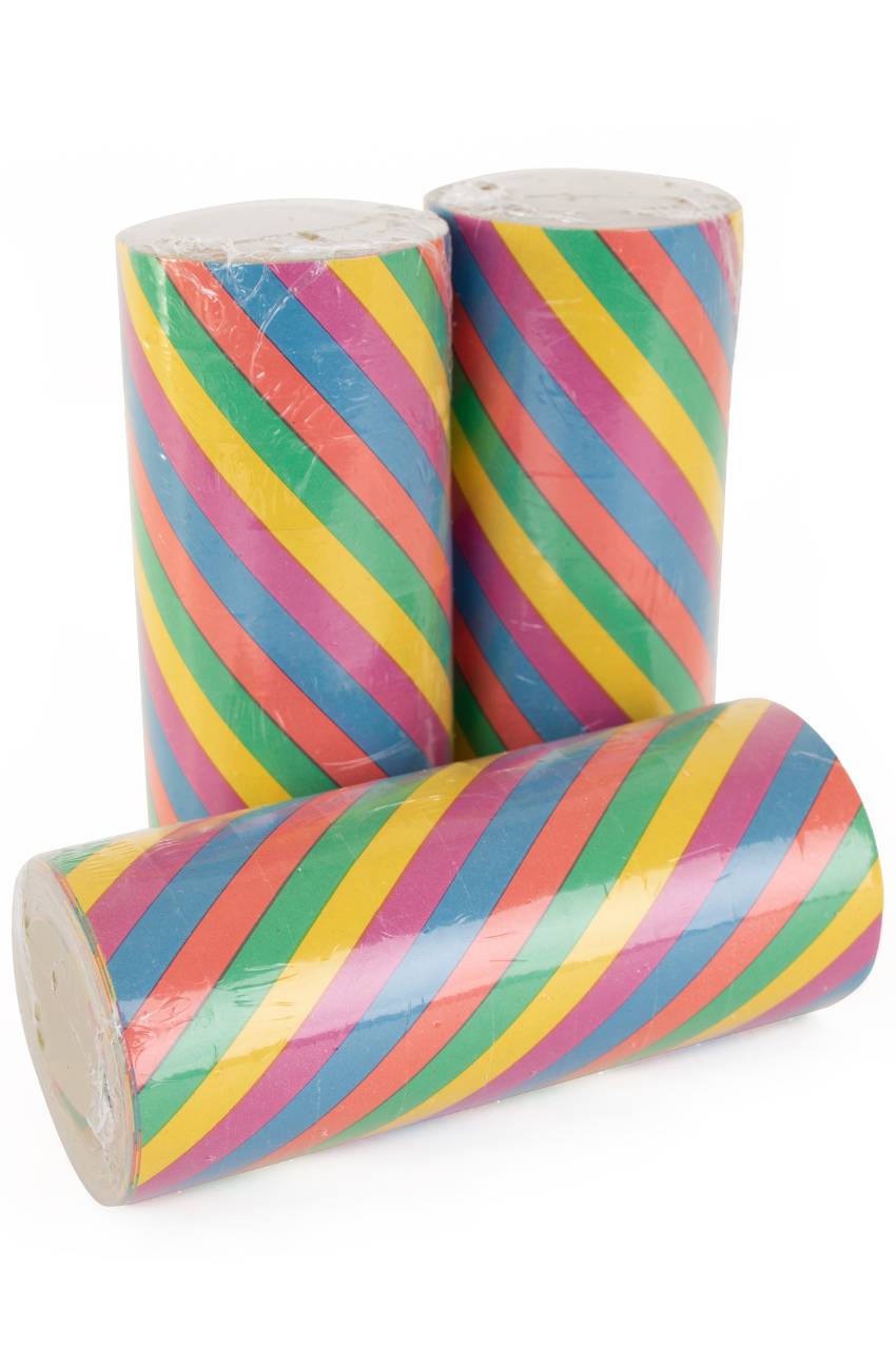 Hand throw streamers multicolour fire retardent, per 50 rolls