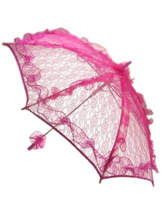 Large pink lace bridal parasol / umbrella