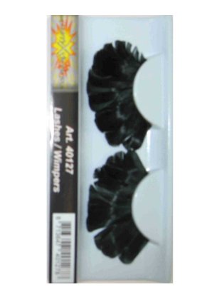 False eyelashes with black feathers