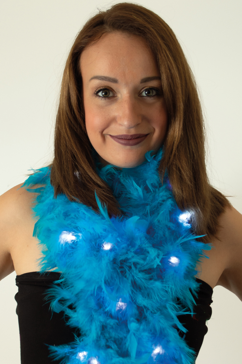 Feather boa turquoise with lights 180 cm. 50 gr.