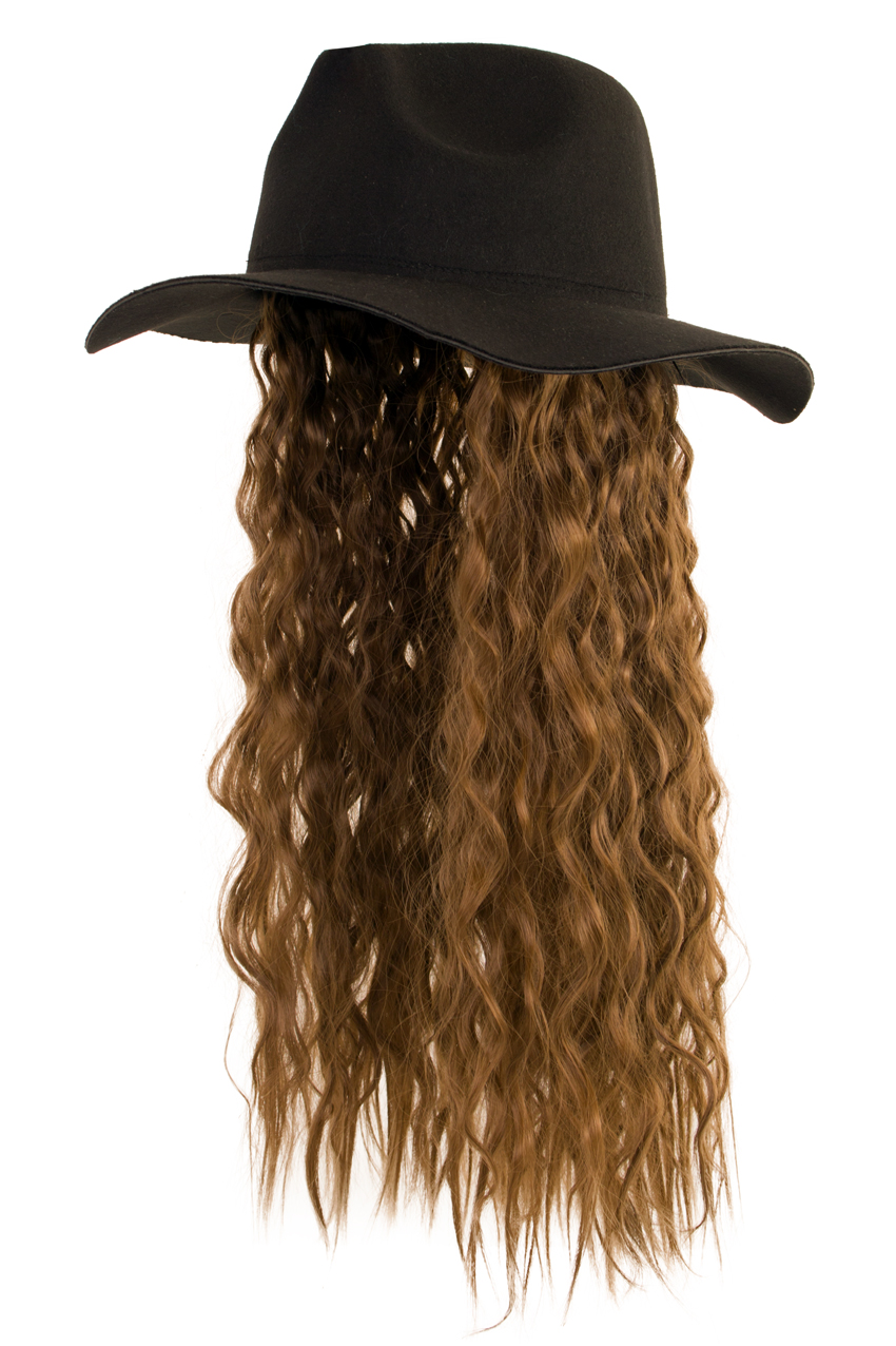 Black hat with brown hairs