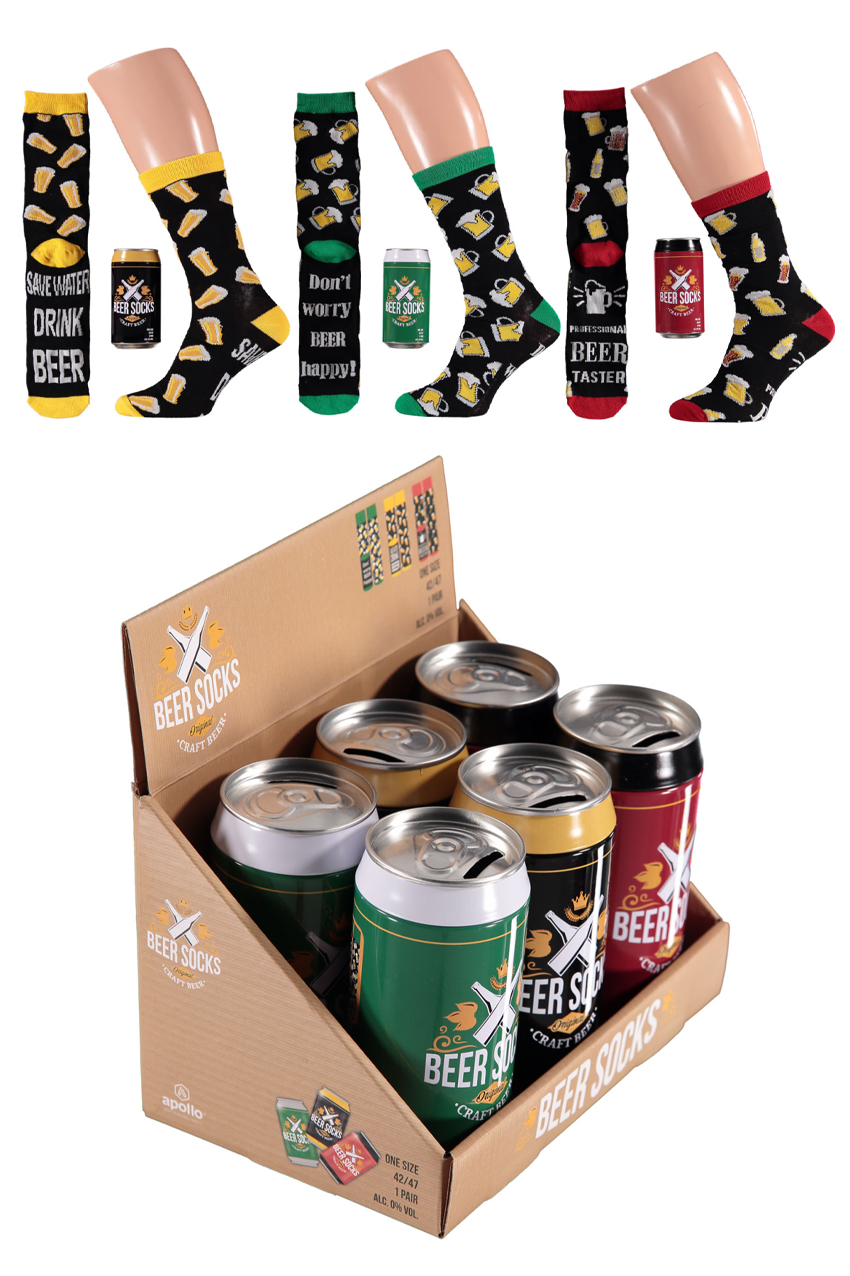 Beer socks packed in beer can 