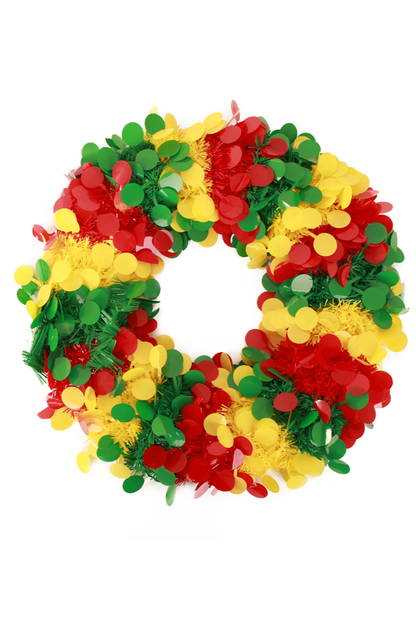 front wreath 45 cm confetti chips red / yellow / green Fireproof