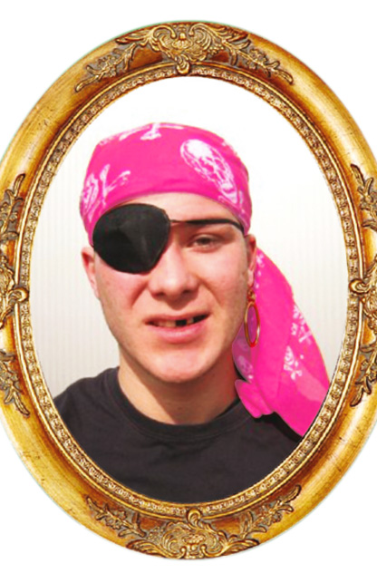 Pink bandana with skull and bones print size 70 x 70 cm