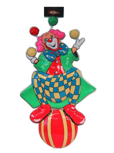 Plastic wall decoration clown on ball 60 cm