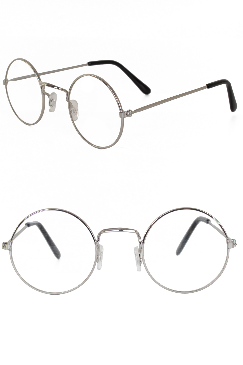 Thin rim medium round glasses without glasses