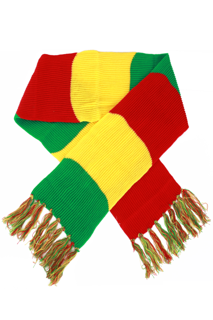 Scarf knitted red/yellow/green 