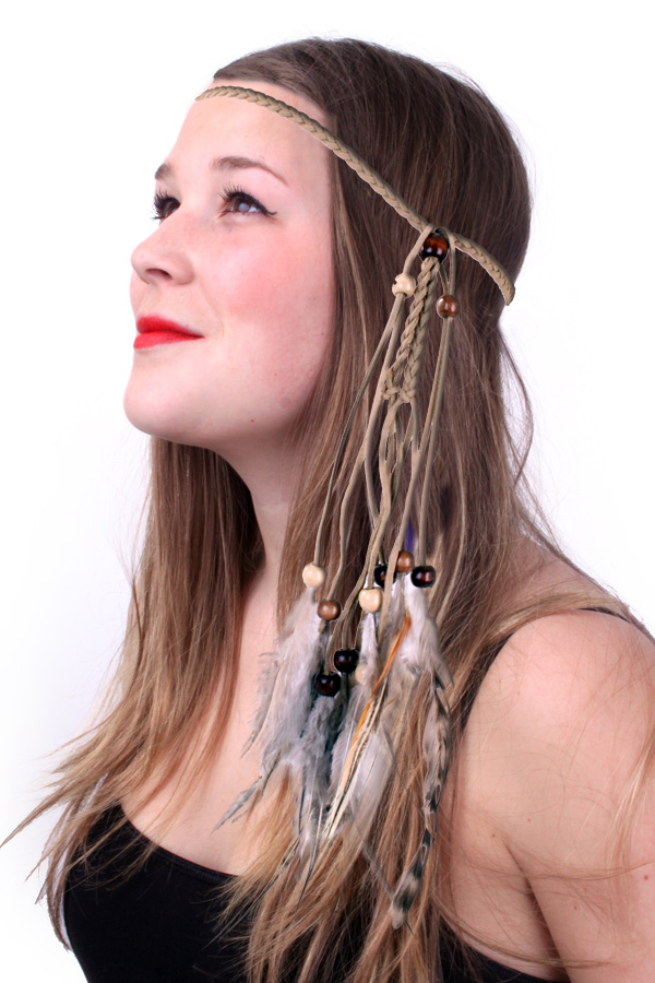 Headband Ibiza / Indian feathers natural color