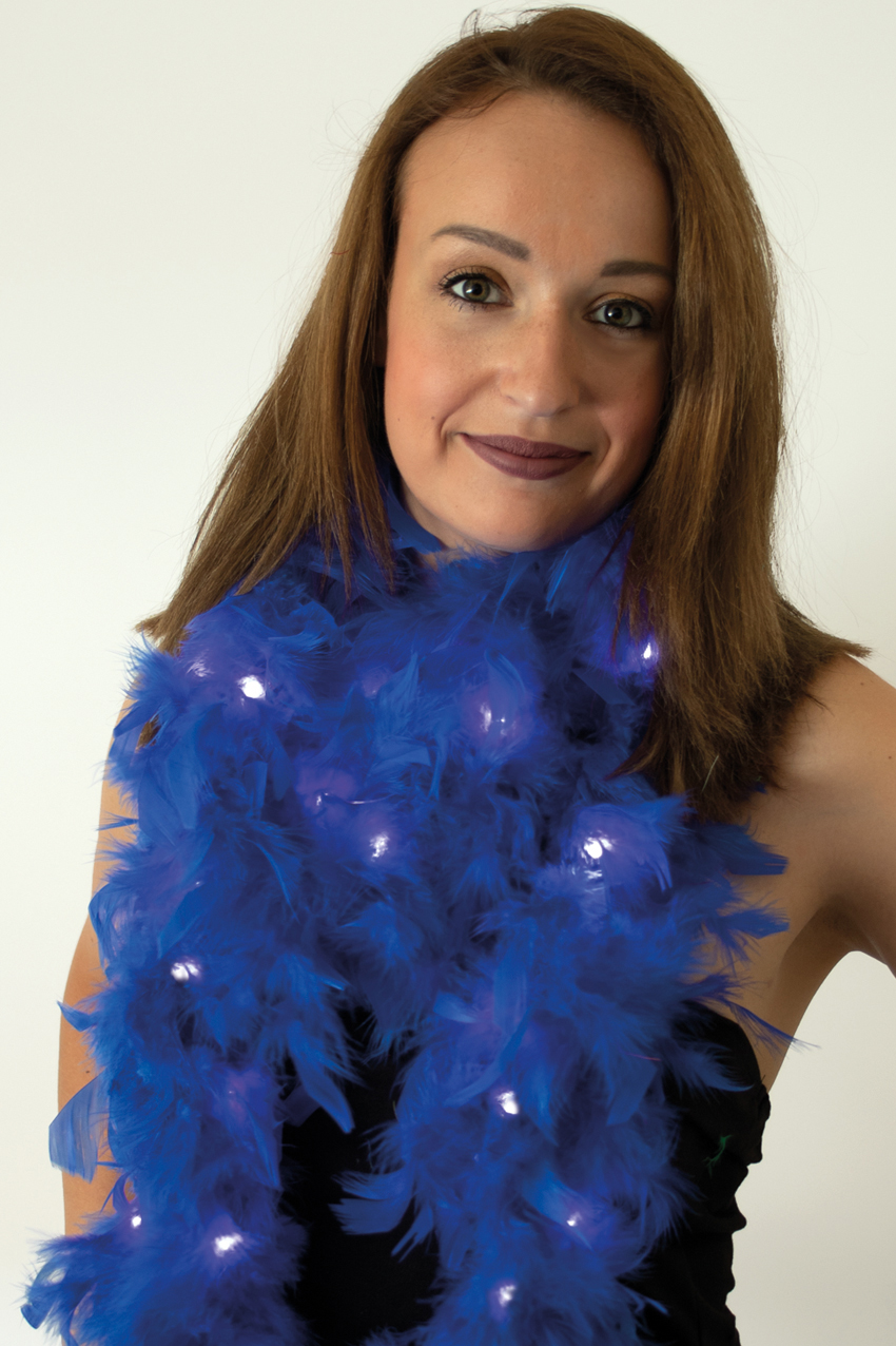 Feather boa blue with lights 180 cm. 50 gr.