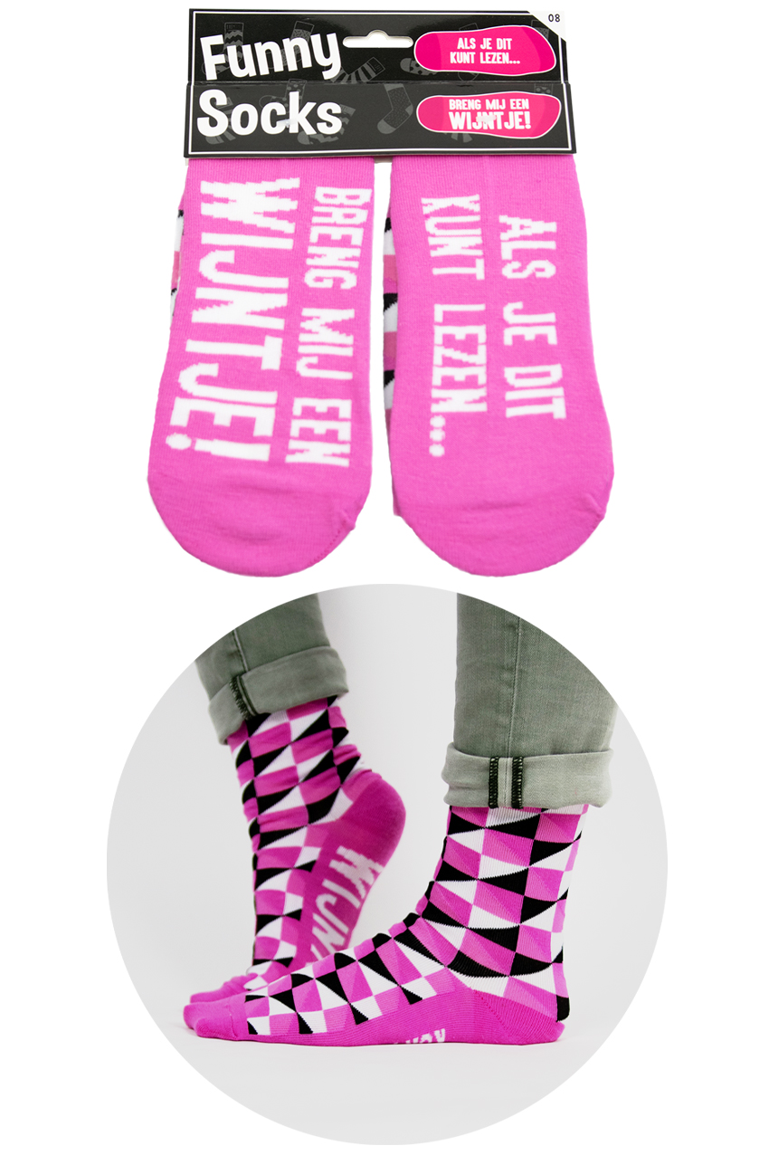 Funny socks breng mij een wijntje