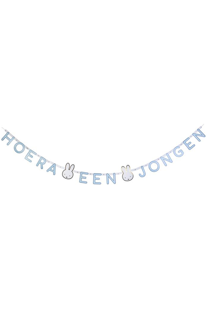 Letterguirlande Nijntje baby blue hoera een jongen