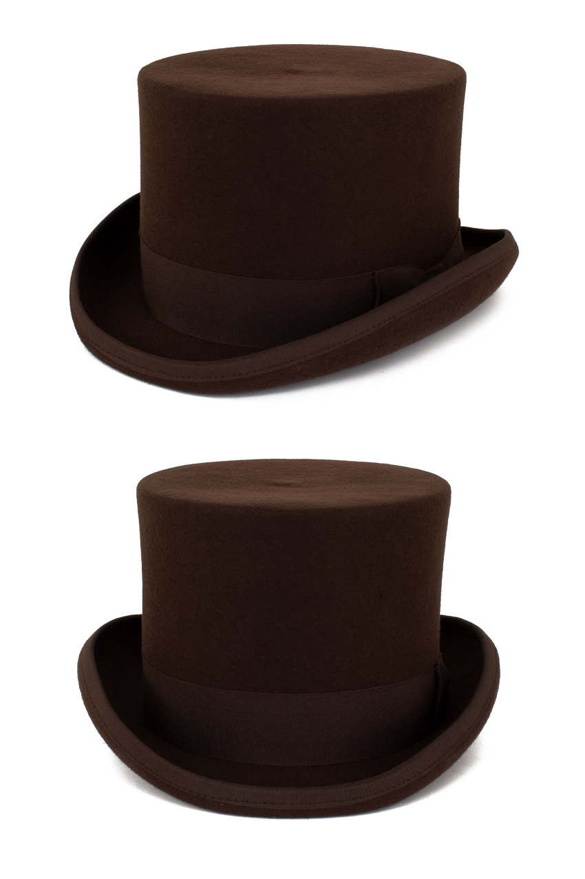 Brown wool top hat