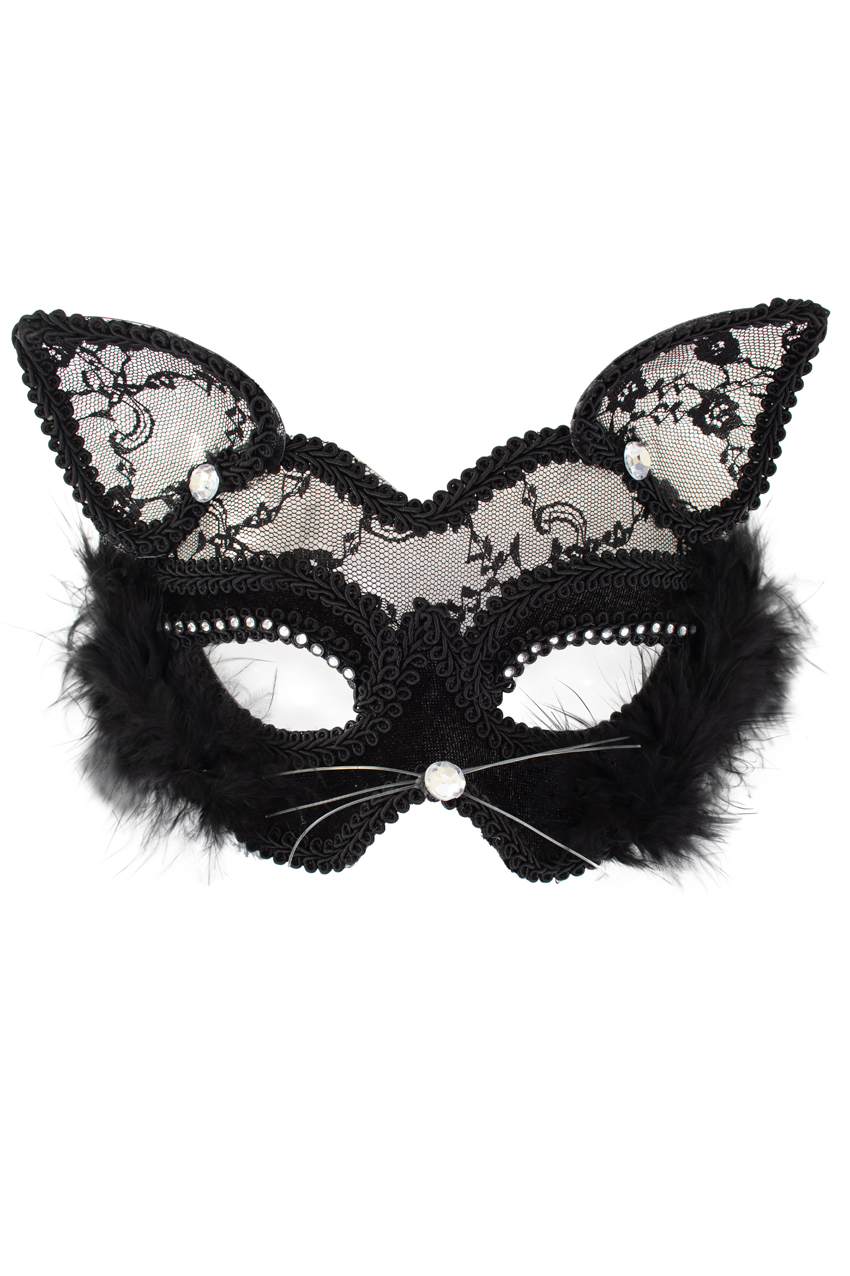 Black eyemask with lace and maraboufeathers deluxe
