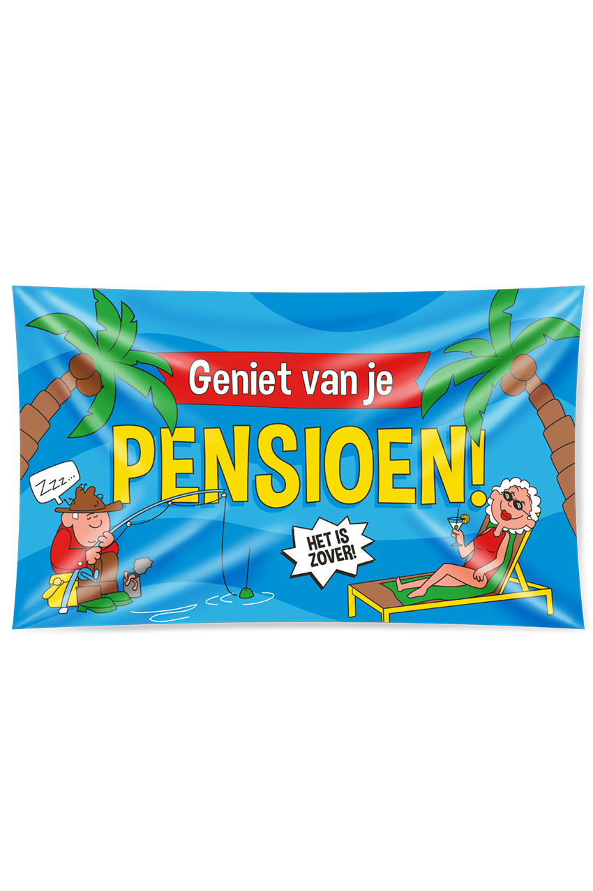 Gevelvlag 90 x 150 cm pensioen cartoon