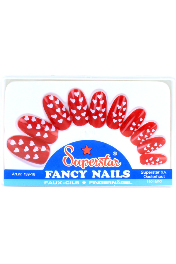 Nails superstar red + hearts