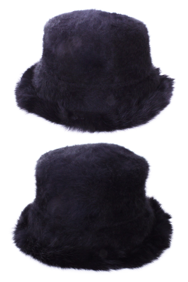 Black fashion rabbit hair hat one size