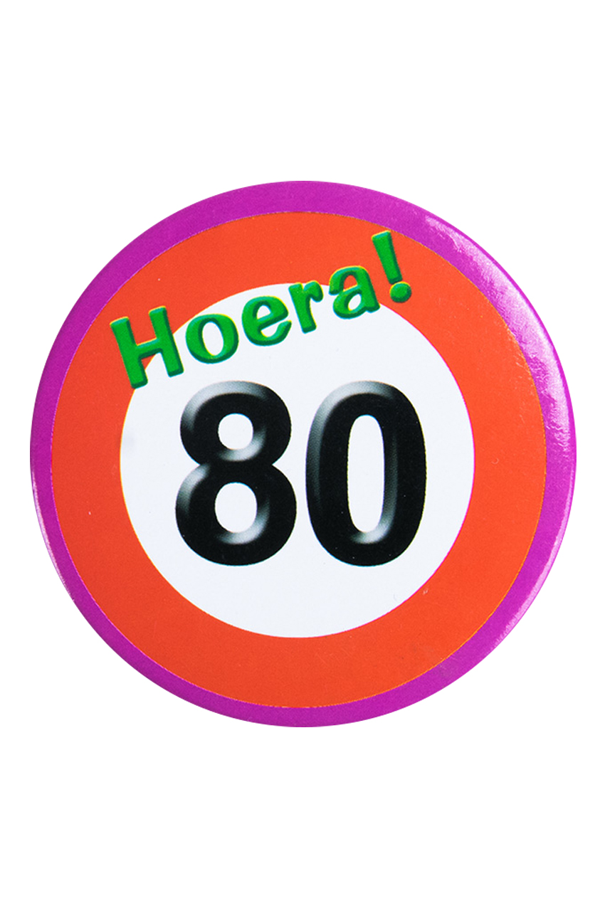Button hoera 80 verkeersbord