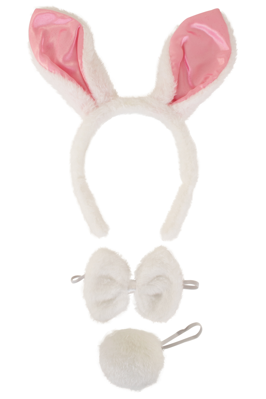 Pink Bunny tail, ears and tie plush deluxe
