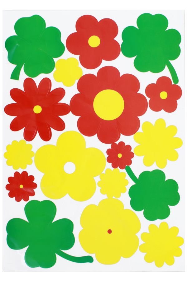 Adhesive flowers red/yellow/green 35x50cm