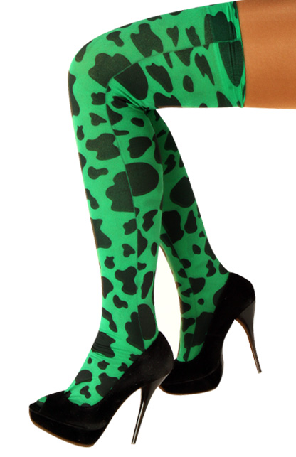 Knee socks stay up green with black stains one size