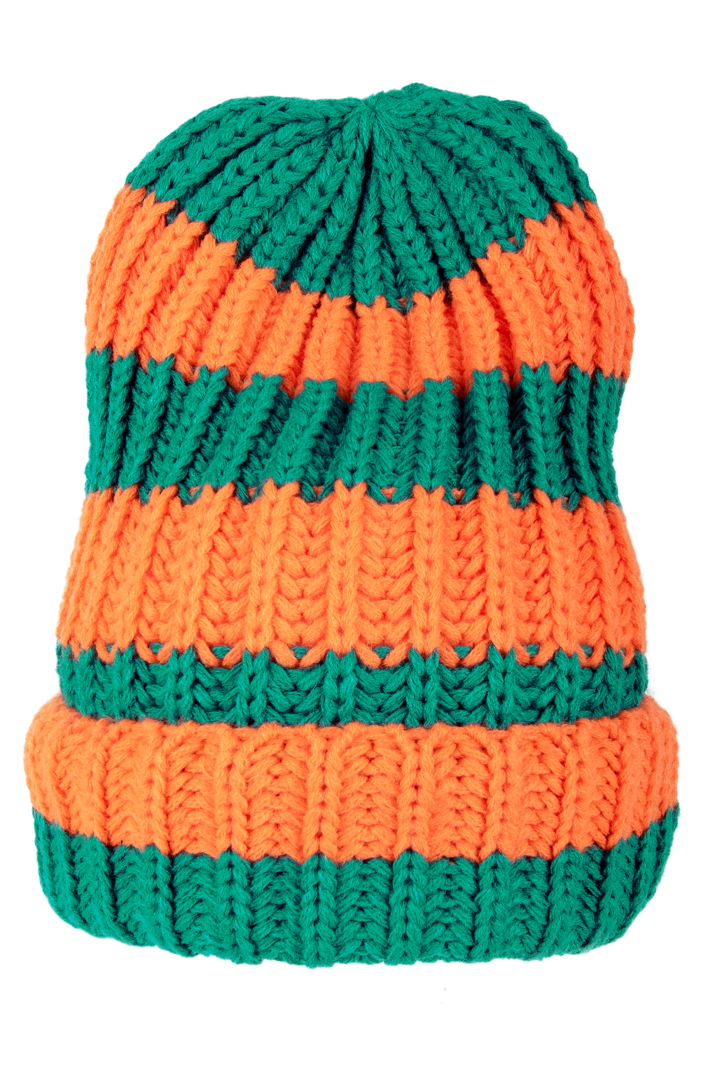 Knitted winter hat orange/green