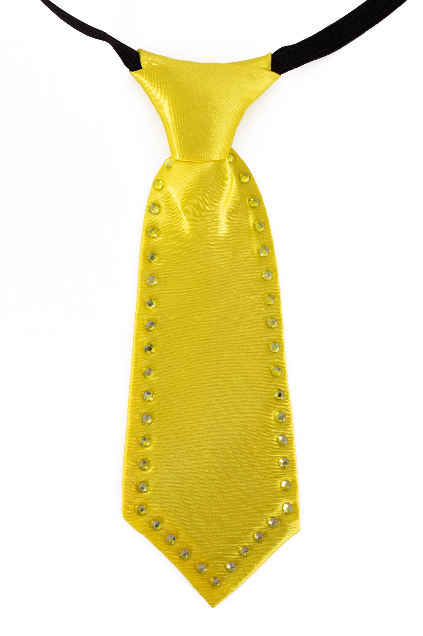 Mini necktie neon yellow with rhinestones 