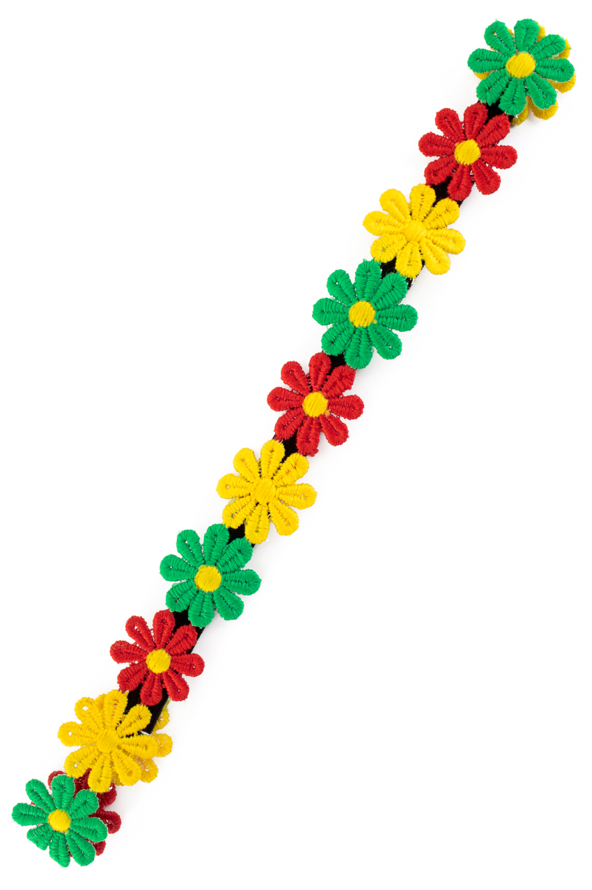 Flowers headband red yellow green