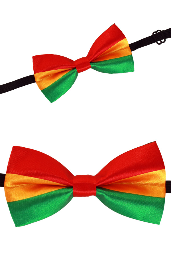 Satin bowtie deluxe red, yellow and green size 12 x 6.5 cm