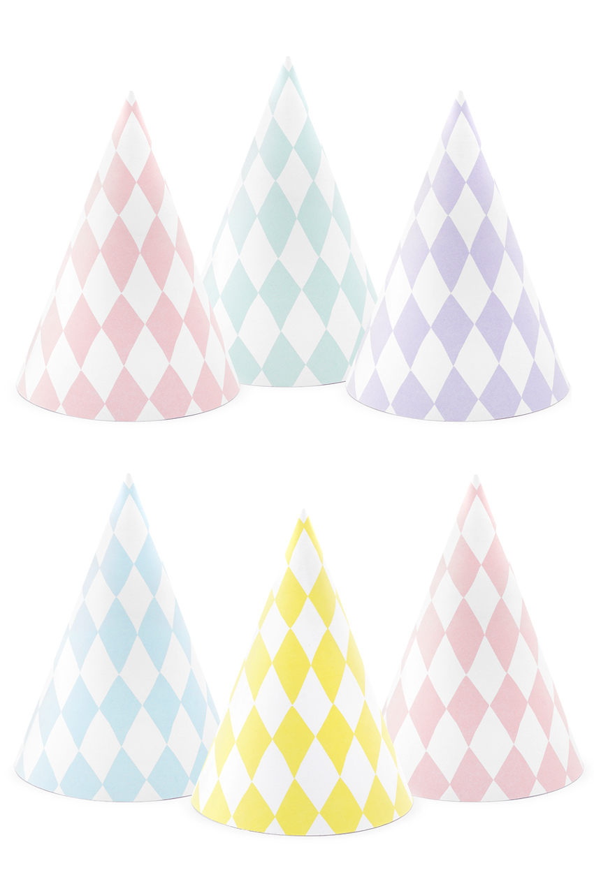 Party hats Yummy assorted 16 cm per 6