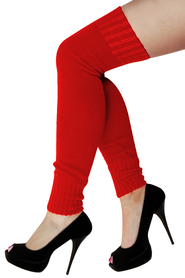 Red over the knee knitted legwarmer ladies