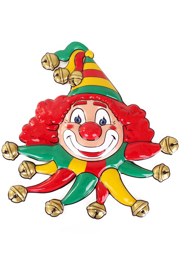 Wall decoration clown red/yellow/green 50x55 cm