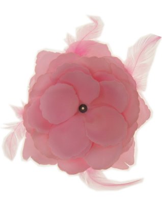 Fascinator baby pink flower with feathers elastic band 10 x