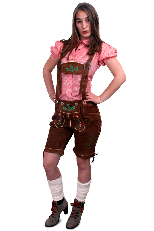 Lederhosen brown short ladies model (real leather)