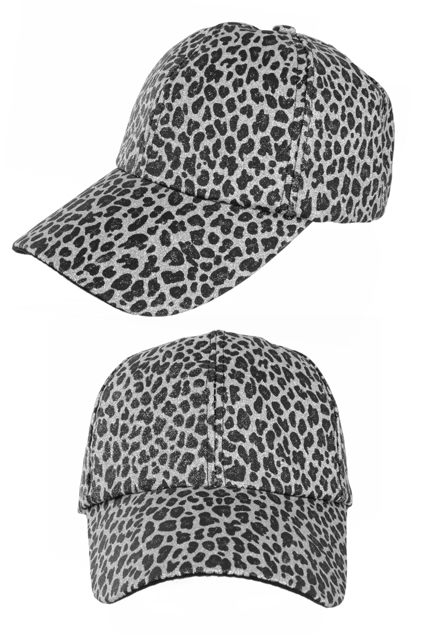 Baseballcap panther glitter silver