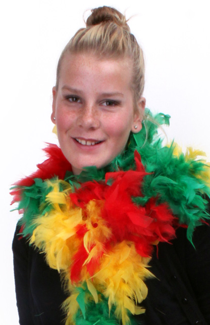 Feather boa red/yellow/green 180 cm. 75 gr
