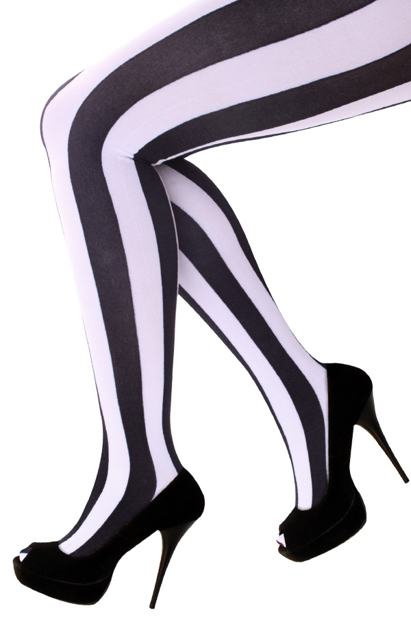 Panty vertical stripes black / white
