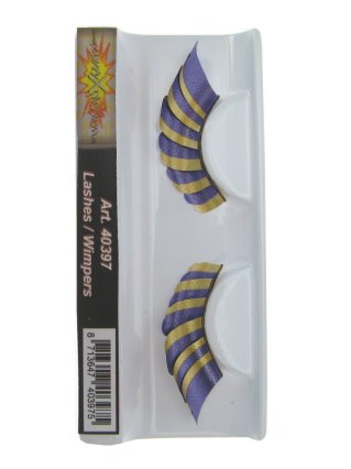 False eyelashes plastic gold and purple striped