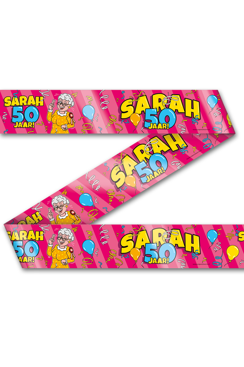 Party tape Sarah 50 jaar cartoon