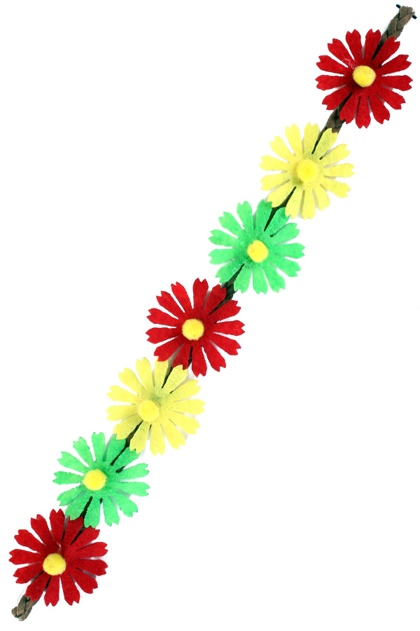 Head band ibiza 7 small flowers red-yellow-green