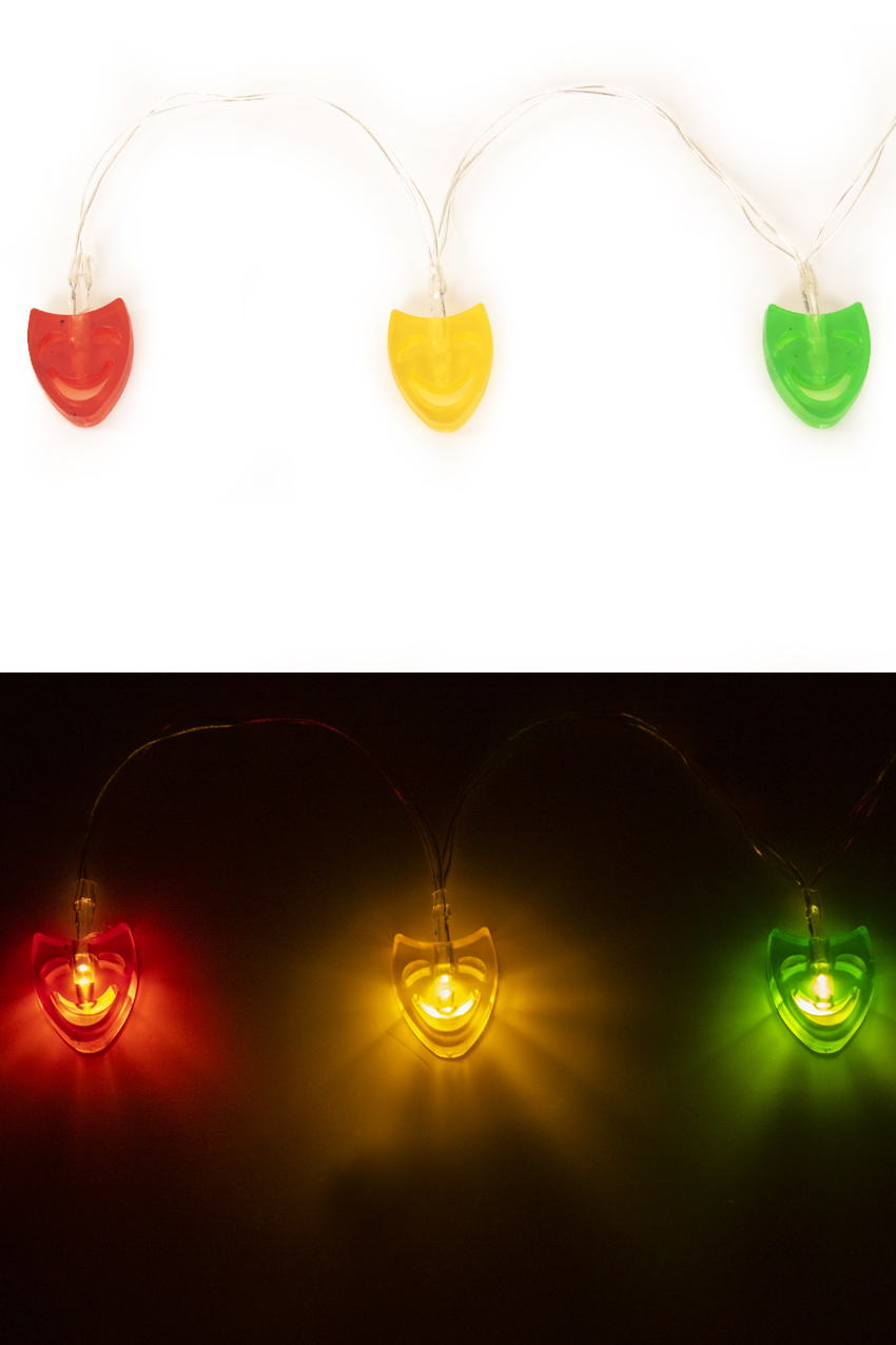 Light cord text "alaaf" & 2 masks red yellow green