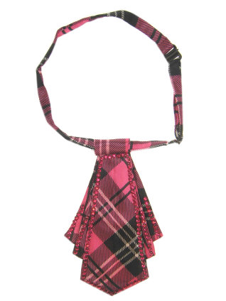 Tartan mini-tie pink with rhinestones