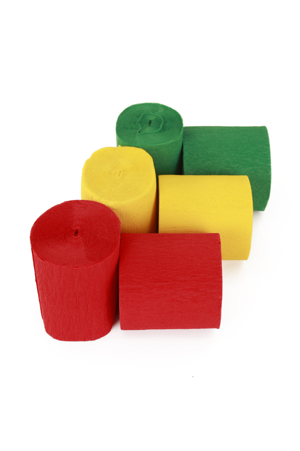 Crepe rolls red yellow green 6 pieces in z.b. 5 cm / 10 m fireproof