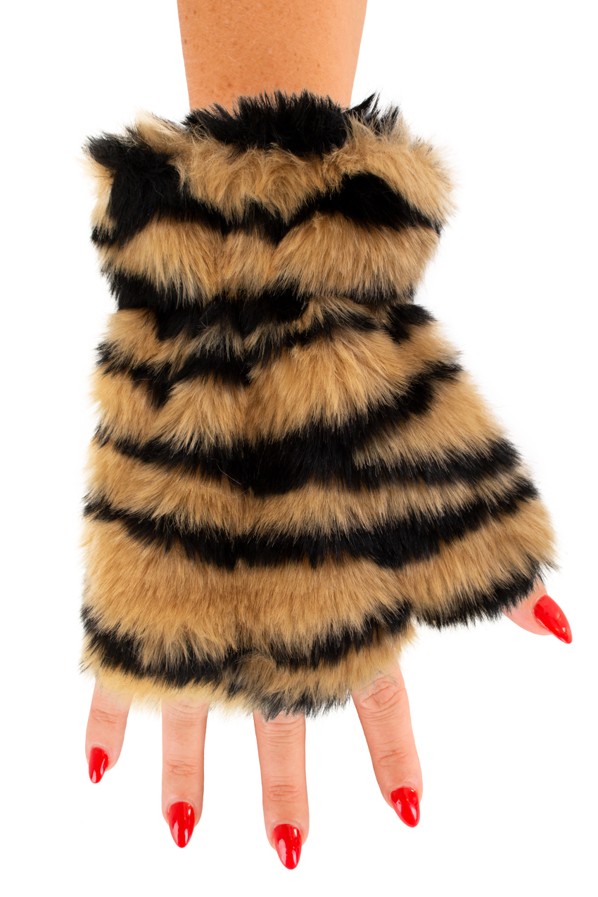 Fingerless gloves plush tiger